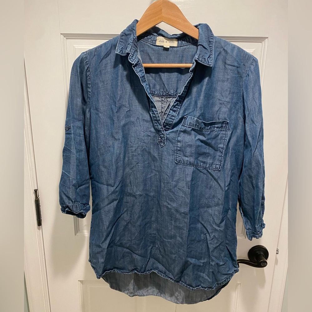 Anthropologie denim collared tunic shirt, women’s medium